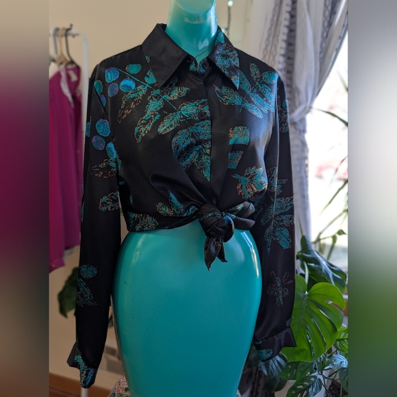 Vintage Jewel Tone Blouse, Large - Picture 1 of 4